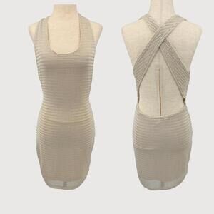 Lovers + Friends Knit Bodycon Mini Dress Open Back Tan S
